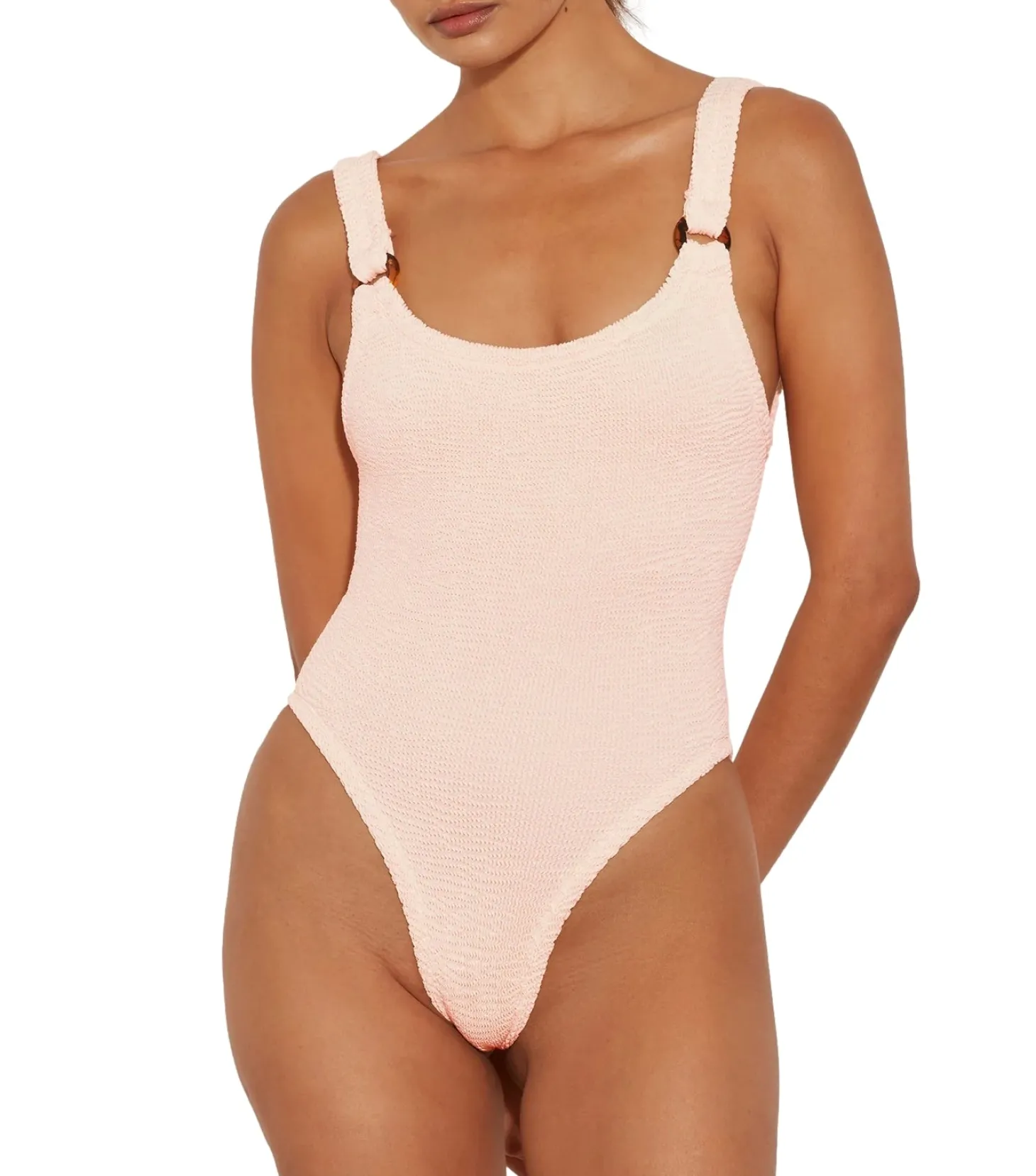 Hunza G Domino Swim Crinkle Badedrakt Off-White