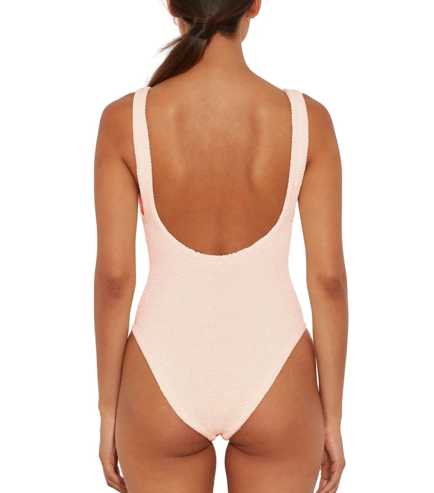 Hunza G Domino Swim Crinkle Badedrakt Off-White