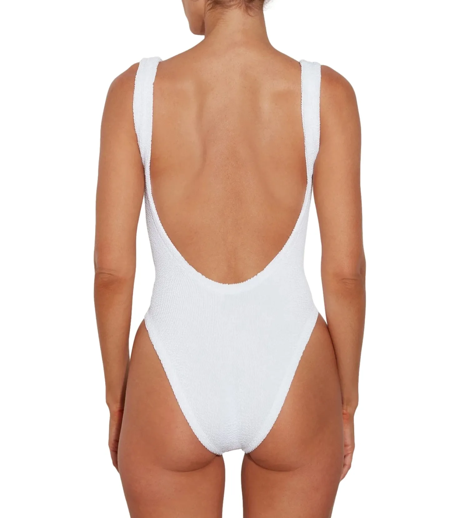 Hunza G Square Neck Swim Crinkle Badedrakt Hvit