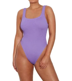 Hunza G Square Neck Swim Badedrakt Lilla