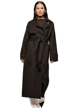 Julie Josephine Thale Wool Trenchcoat Jakke Mørkebrun