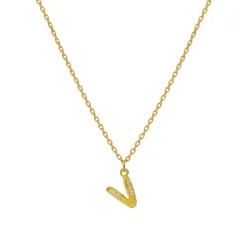 Maanesten V Alphabet Smykke Gull