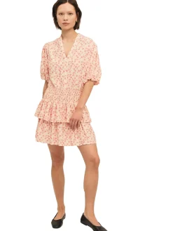 Once Untold Athilda Smock Dress Kjole Beige Og Rosa