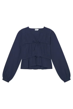 Once Untold Mercer String Blouse Skjorte Marine