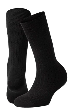 Panos Emporio 2 PK Calle Premium Mercerized Wool Rib Sokker Sort