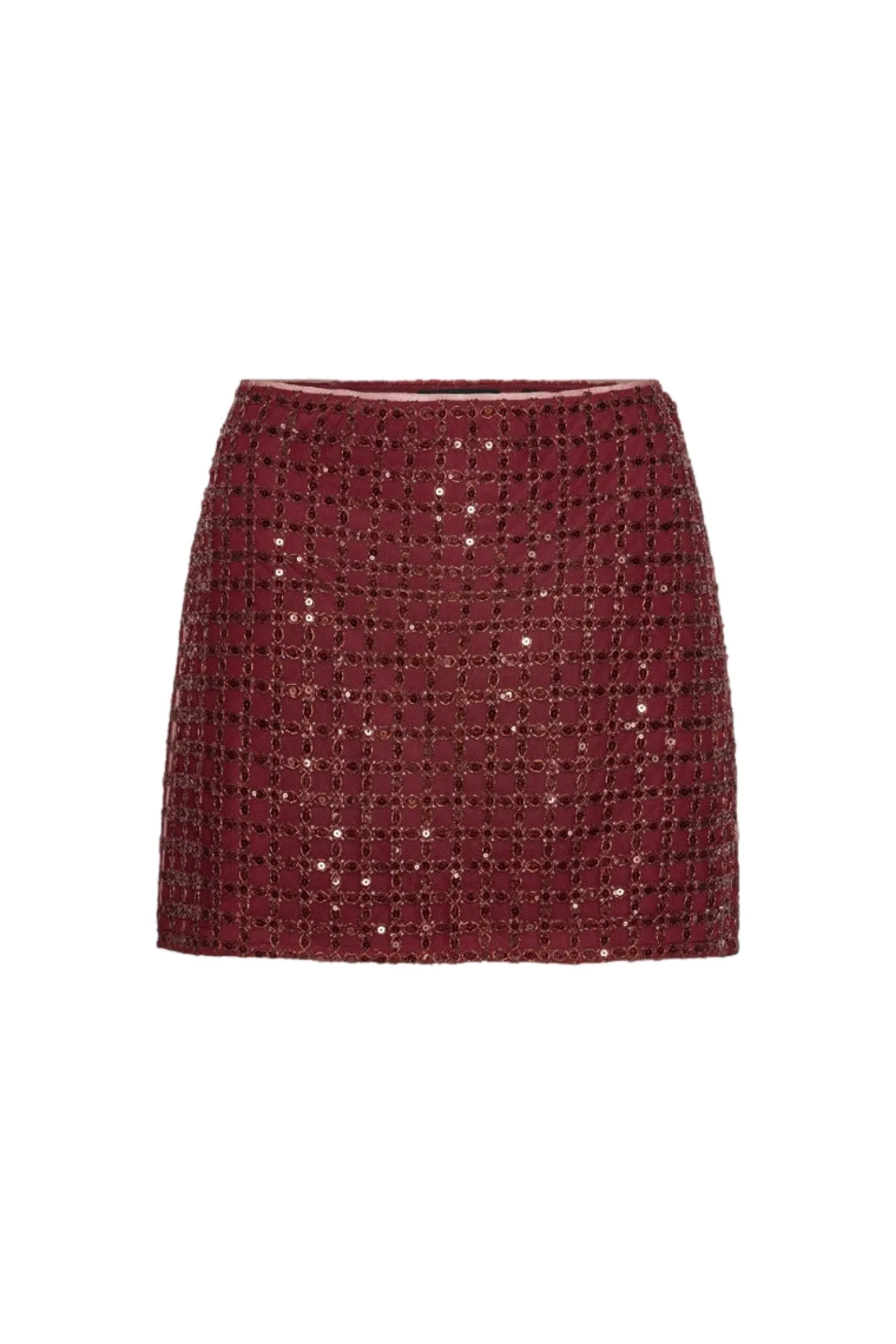 ROTATE Beaded Mini Skirt Skjørt Vinrød