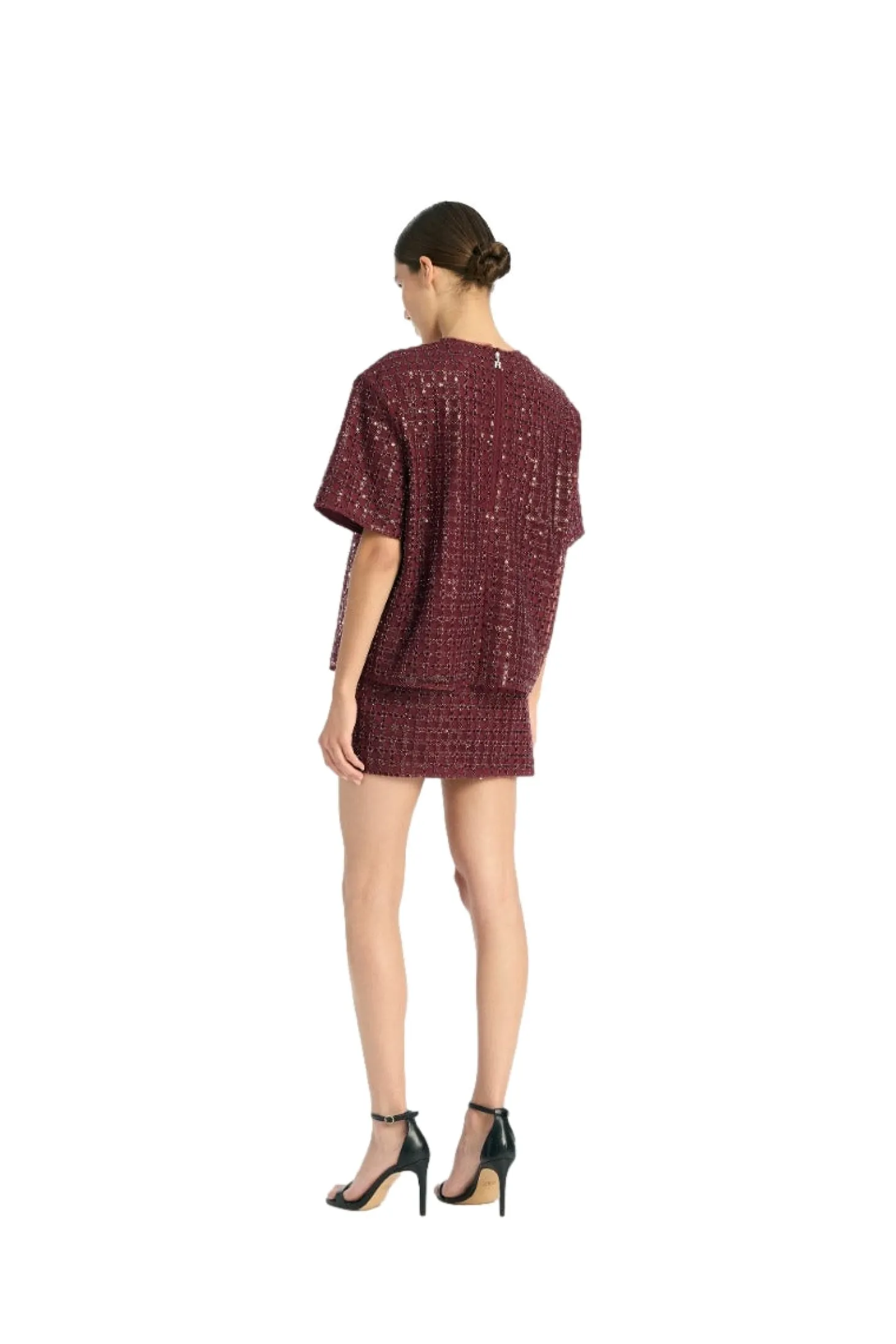 ROTATE Beaded Mini Skirt Skjørt Vinrød