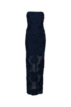 ROTATE 3D Mesh Maxi Dress Kjole Mørkeblå