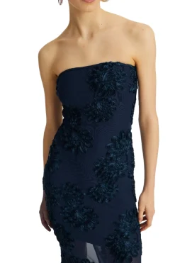 ROTATE 3D Mesh Maxi Dress Kjole Mørkeblå