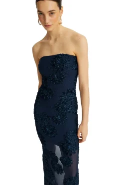 ROTATE 3D Mesh Maxi Dress Kjole Mørkeblå