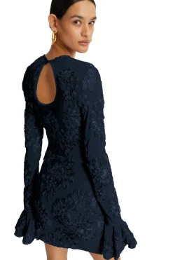 ROTATE 3D Mesh Mini Dress Kjole Mørkeblå