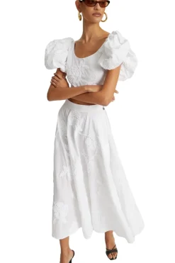 ROTATE Flower Maxi Skirt Skjørt Hvit