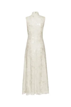 ROTATE Lace Sequin Maxi Dress Kjole Off-White