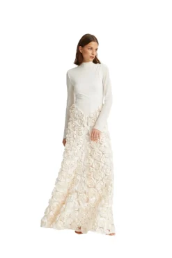 ROTATE Long Sleeve Maxi Dress Kjole Off-White