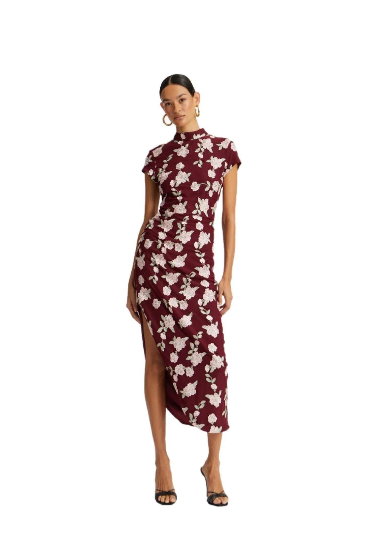 ROTATE Mesh Asymmetric Dress Kjole Vinrød