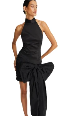 ROTATE Satin Bow Dress Kjole Sort