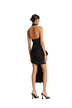 ROTATE Satin Bow Dress Kjole Sort