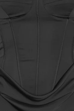 ROTATE Satin Corset Maxi Dress Kjole Sort