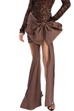 ROTATE Sequins Bow Mini Dress Kjole Brun