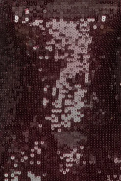 ROTATE Sequins Ls Mini Dress Kjole Burgunder