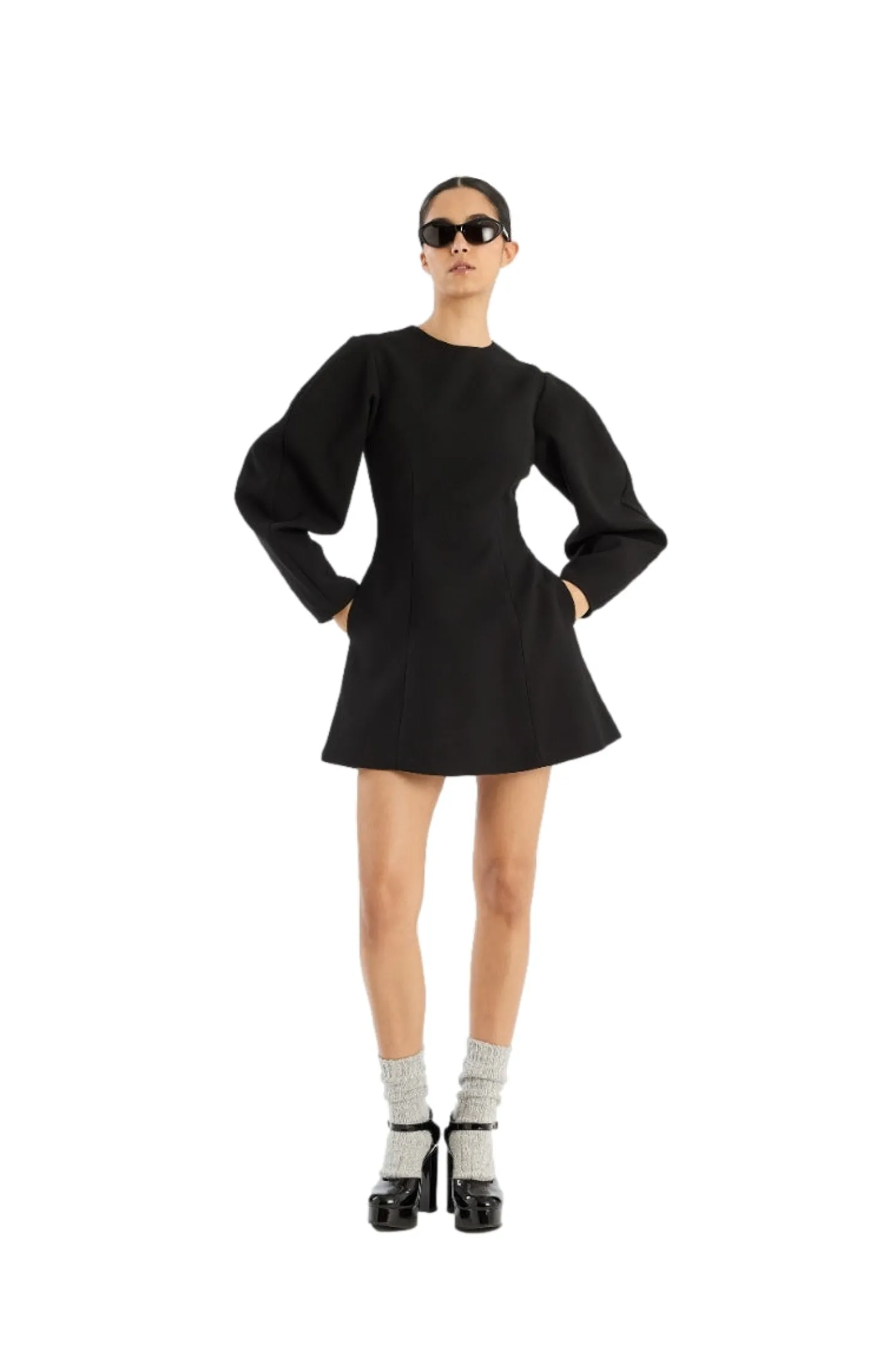ROTATE Suiting Flared Mini Dress Kjole Sort