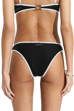 Seaquelle Ribbed Bikini Bottom Badetøy Sort Og Hvit