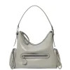 Stella McCartney Dartmoor Shoulder Bag Cracked Patent Veske Lysegrå
