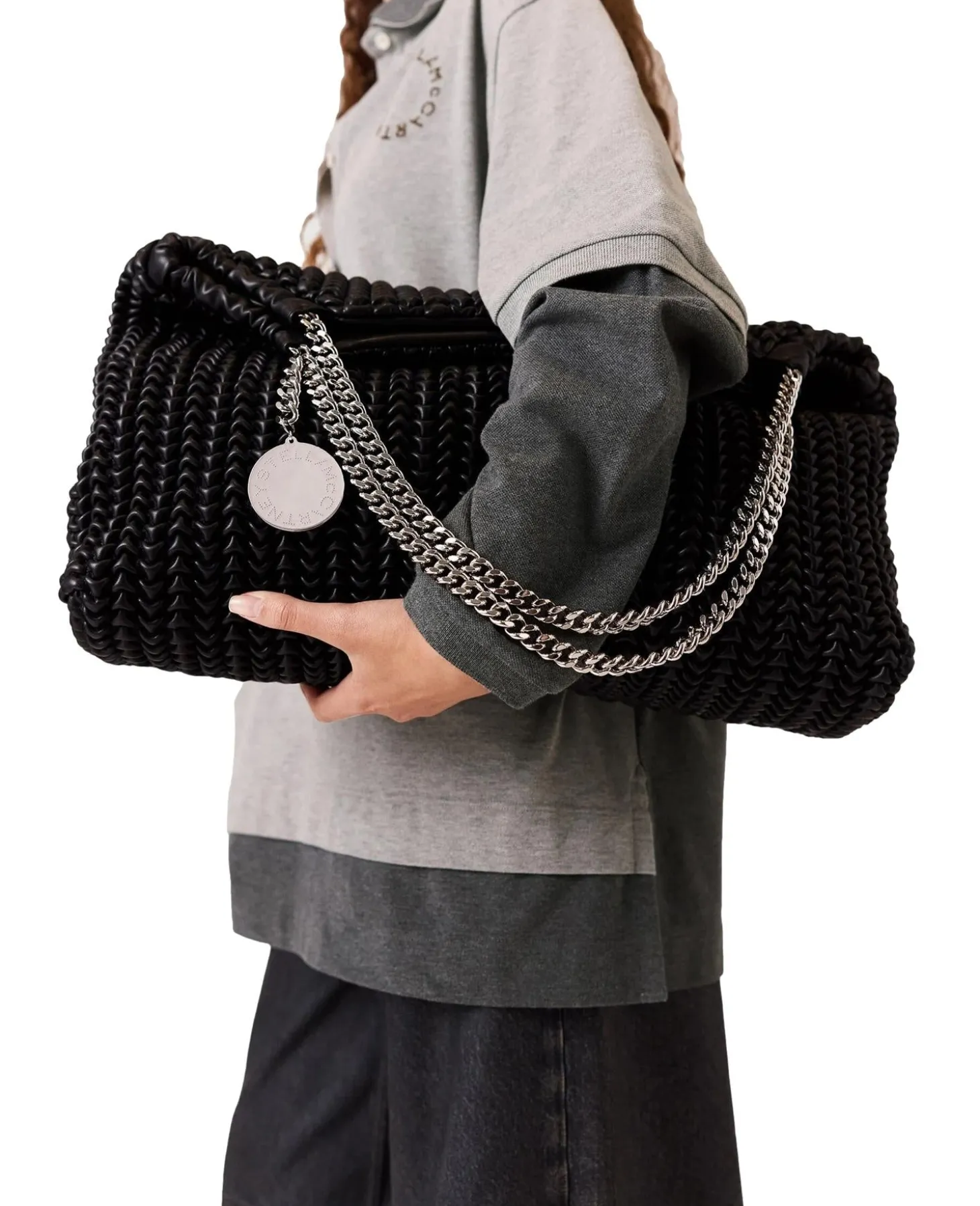 Stella McCartney Falabella Drawstring Bag Embroidery Veske Sort