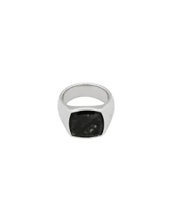 Tom Wood Cushion Black Larvikite Ring Sølv