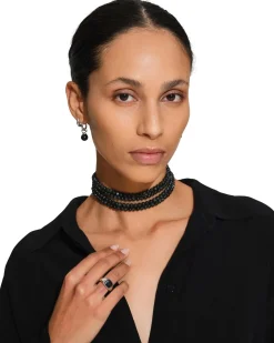 Tom Wood Kay Ring Black Larvikite Ring