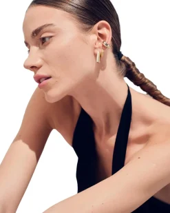 Tom Wood Nova Hoops Small Gold Øredobber Gull