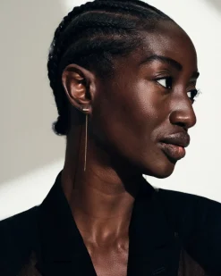 Tom Wood Sleek Ear Chain Gold Diamonds 64mm Øredobber Gull