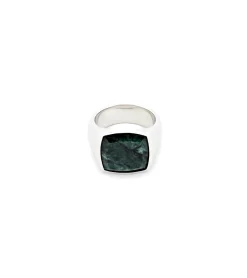 Tom Wood The Cushion Green Marble Ring Sølv
