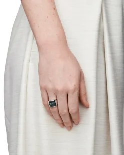 Tom Wood The Cushion Green Marble Ring Sølv