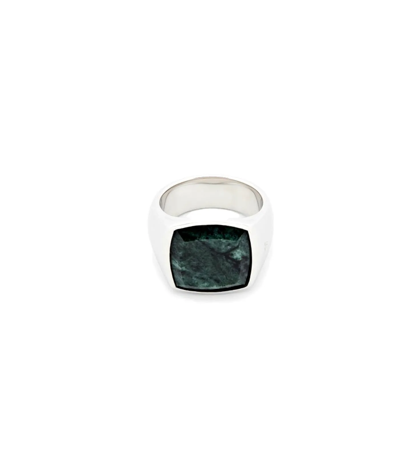 Tom Wood The Cushion Green Marble Ring Sølv