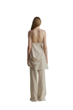 Viktoria Chan Esha Wide Leg Trousers Bukse Beige
