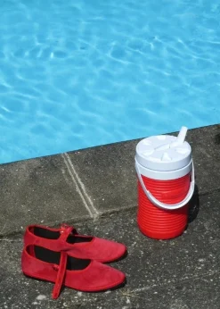 Yori Jomo Mary Jane Flats Velluto Sko Rød