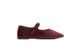 Yori Jomo Mary Jane Flats Velluto Sko Burgunder